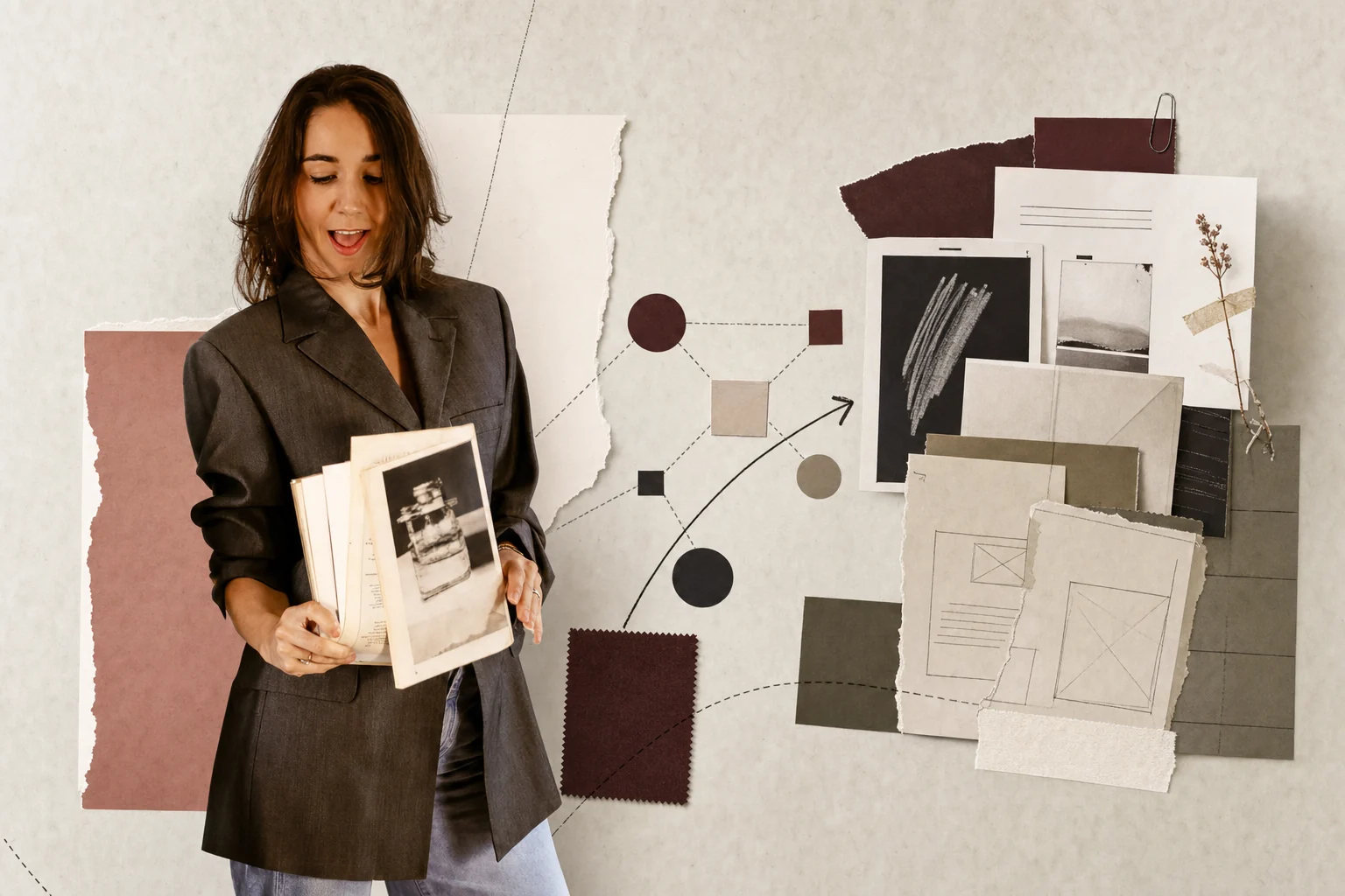 María Rabadán con revistas ante una composición editorial sobre decisiones y alcance de proyecto