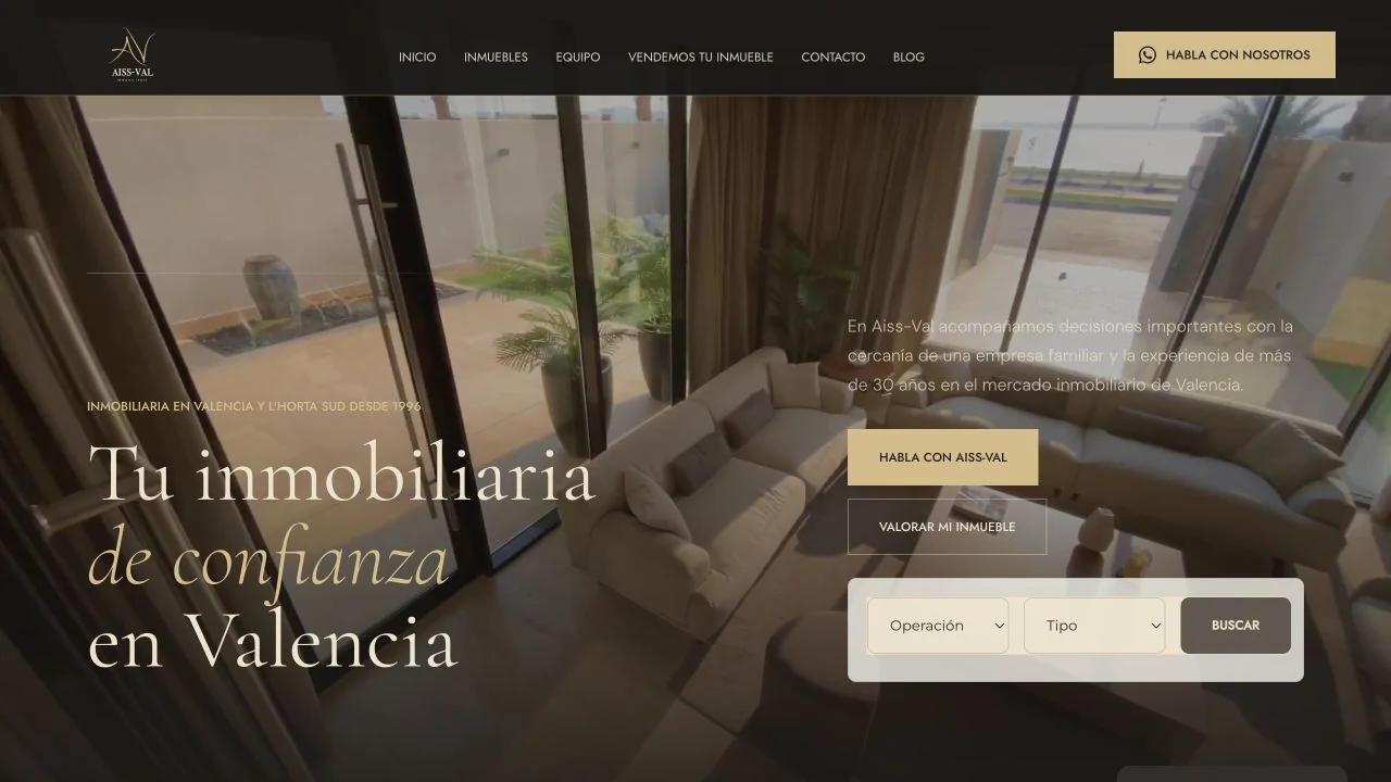 P&aacute;gina de inicio de AISSVAL Inmobiliaria